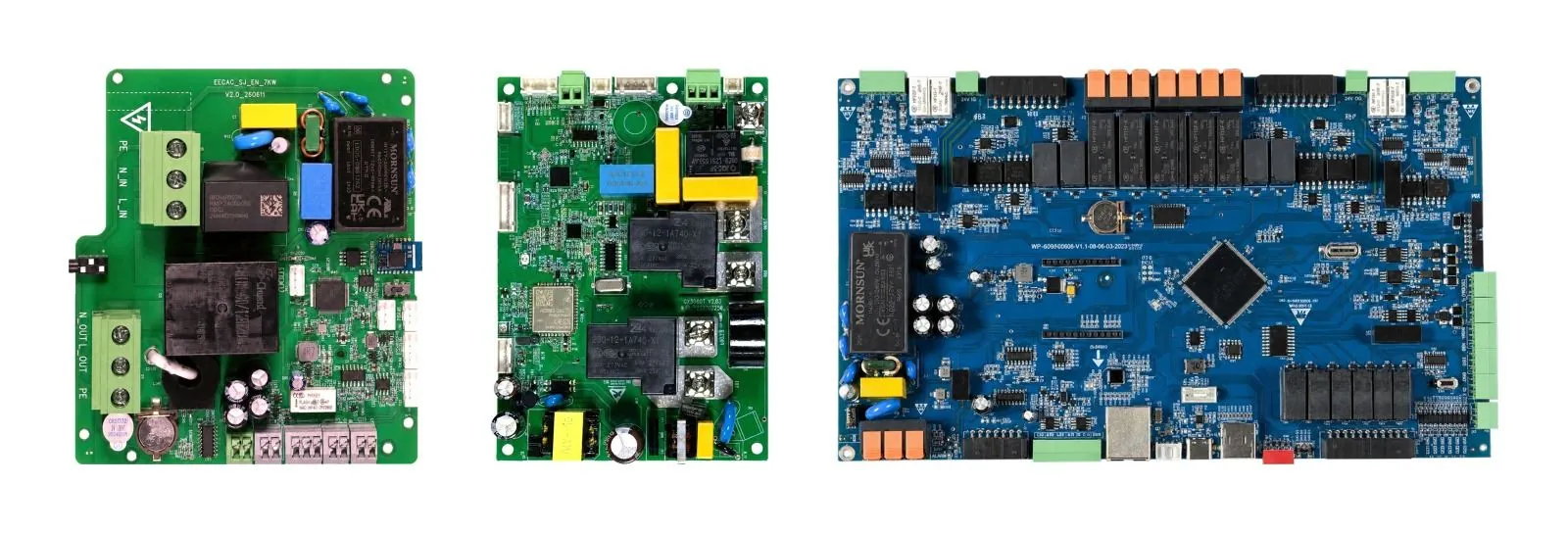 eectec charging controllers: FJ1 European AC mainboard, A1 GB/T high-integration mainboard and M4 dual-connector DC controller