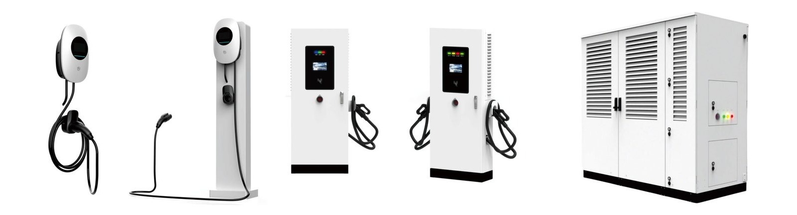eectec 整机系统：交流壁挂桩、立柱桩、直流快充与储充一体柜