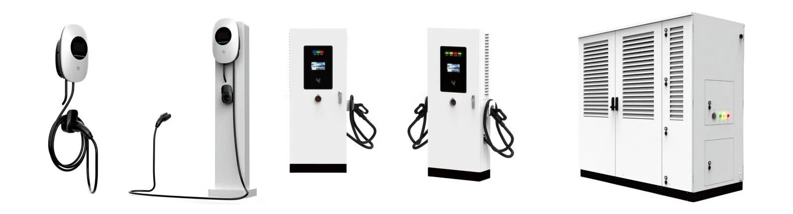 eectec complete systems: AC wallbox, pedestal charger, DC fast chargers and storage-integrated charging cabinet